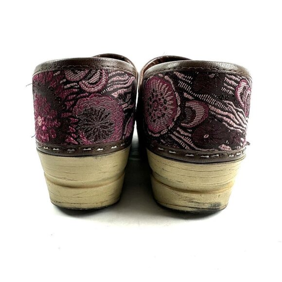 Sanita Clogs 38 Floral Tapestry Slip On Pink Professional Fabric Shoes Womens - Picture 5 of 10